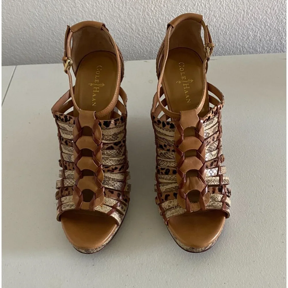 Cole Haan‎ Air Minka Wedge Sandals size 10B Brown